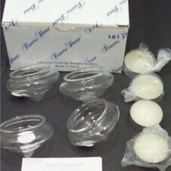 Princess House Crystal Heritage Set Of 4 Floating Tea light Candle Holders - Picture 1 of 5